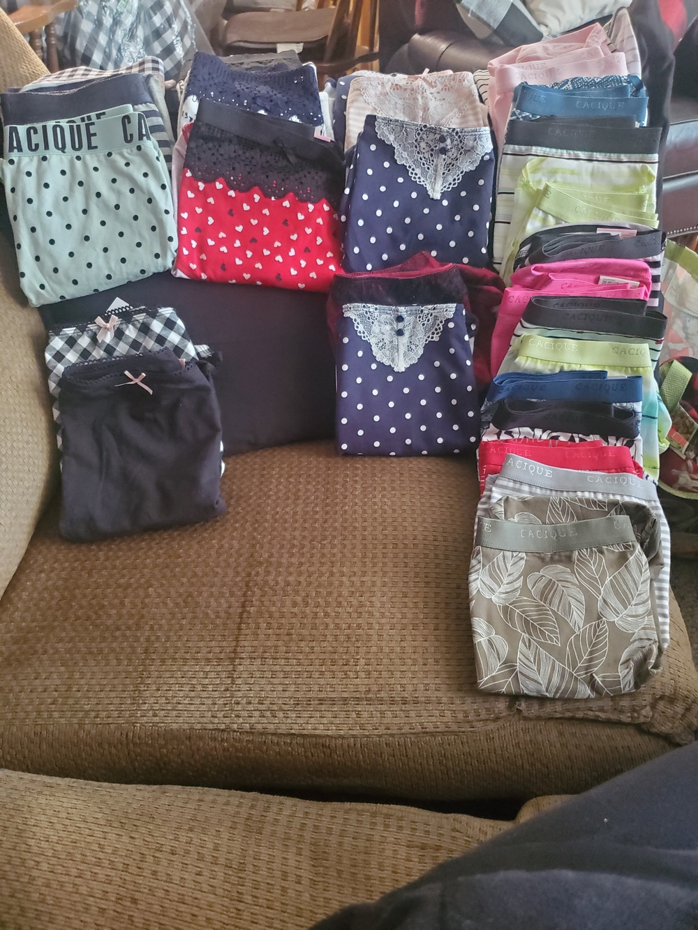 Cacique Mixed Women’s Full Brief Panty Set – Navy, Red, Pink, Green, Black, Gray